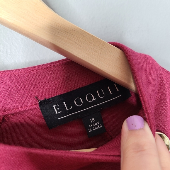 Eloquii Button Detail Raspberry Stretch Ponte Knit Dress - Picture 8 of 10